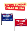 100% MADE IN USA – Trump 2024 Take America Back Flags- 2 PACK