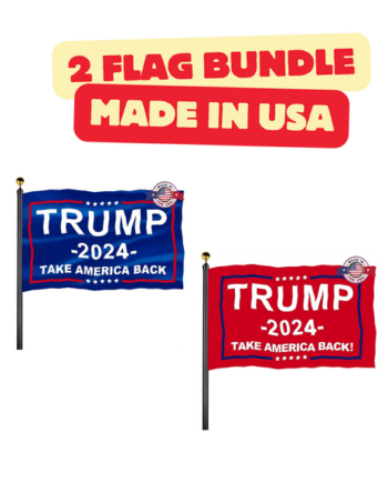100% MADE IN USA - Trump 2024 Take America Back Flags- 2 PACK