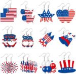 12 Pairs Patriotic Earrings 4th of July USA