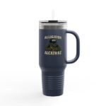 Alligator Alcatraz Gator wearing ICE hat on 40oz Insulated Travel Mug