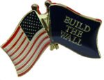 American Flag Build The Wall Hat Pin or Lapel Button