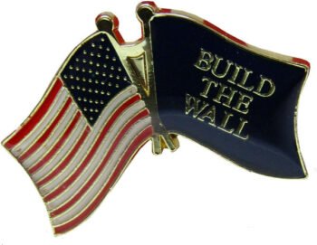 American Flag Build The Wall Hat Pin or Lapel Button