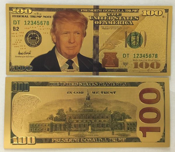 Authentic $100 President Donald Trump Authentic 24kt Gold Plated Authentic $100 President Donald Trump Authentic 24kt Gold Plated