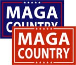 Blue and Red MAGA Country Reflective Bumper Stickers