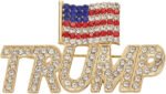 Crystal Trump Brooch with The USA Flag