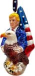 Donald Trump American Eagle & Flag Glass Christmas Ornament