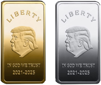 Donald Trump Gold or Silver Plated Silver Collectible Bouillon Bars