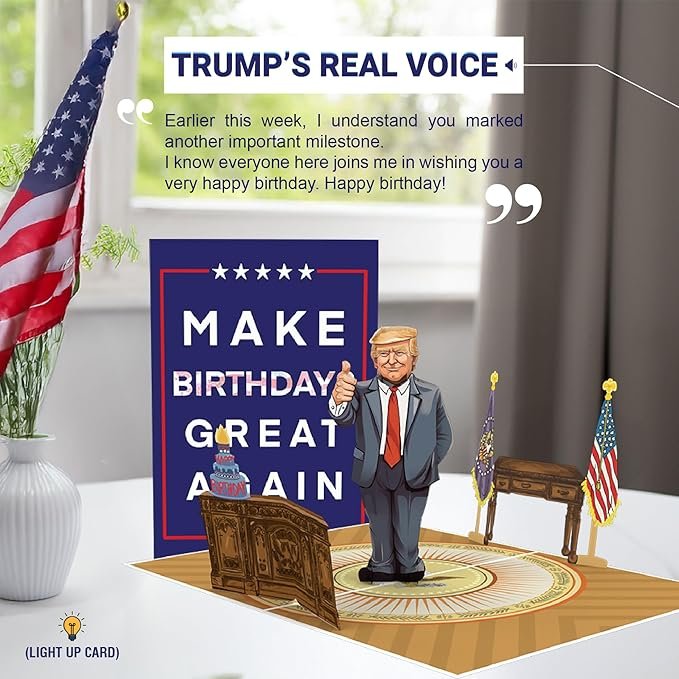 Donald Trump Pop Up Birthday Card with Light up & Real Voice Donald Trump Pop Up Birthday Card with Light up & Real Voice