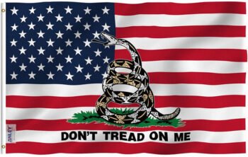 Don't Tred on Me Gadsden Snake on American Flag