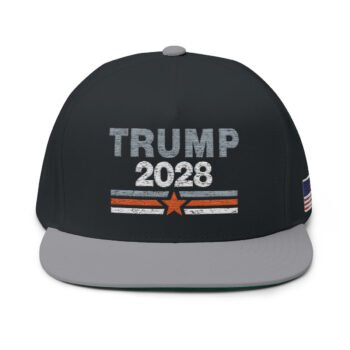 Embroidered Trump 2028 Hat - American Flag on Side
