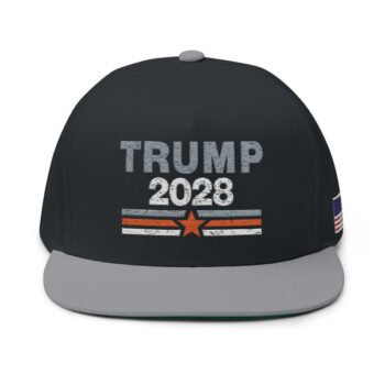 Embroidered Trump 2028 Hat - American Flag on Side