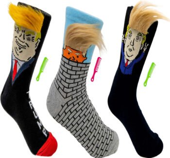 Funny Donald Trump Hair Socks - Best Seller Gift (3-Pack)