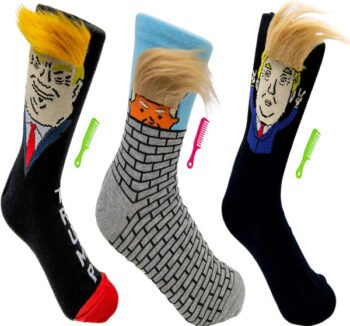 Funny Donald Trump Hair Socks - Best Seller Gift (3-Pack)