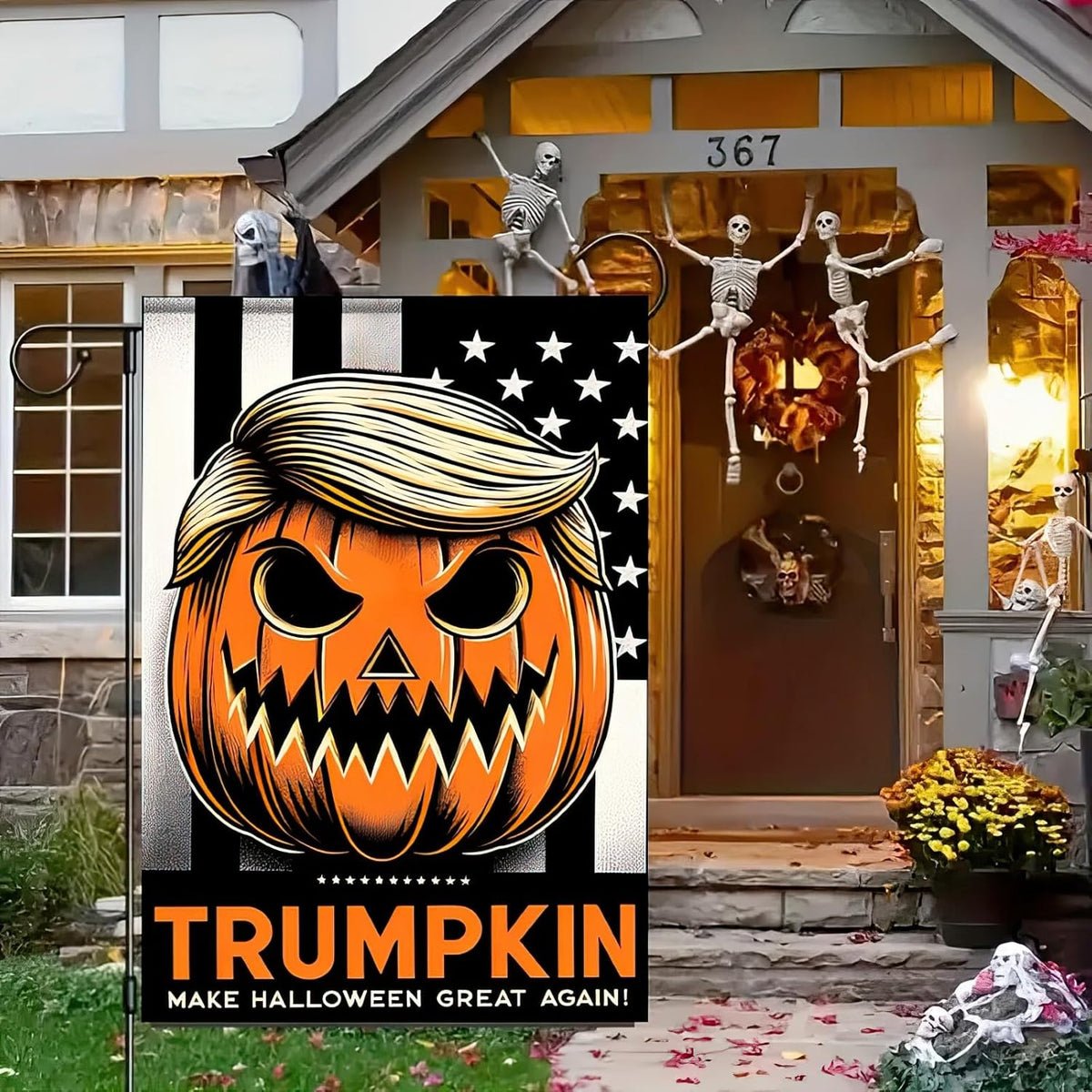 Halloween Trumpkin Flag - Make Halloween Great Again 12X18 Inch Double Sided Halloween Trumpkin Flag - Make Halloween Great Again 12X18 Inch Double Sided
