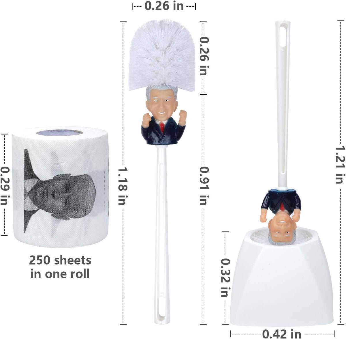 Joe Biden Toilet Paper (black & white print) and Toilet Brush With Holder Bundle Set Joe Biden Toilet Paper (black & white print) and Toilet Brush With Holder Bundle Set