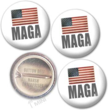 MAGA Campaign Buttons w/ American Flag 3-Pack