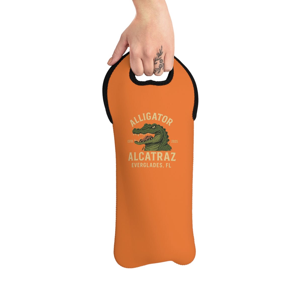 Neoprene Alligator Alcatraz Wine Carrier Tote Bag Neoprene Alligator Alcatraz Wine Carrier Tote Bag