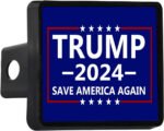 President Donald Trump 2024 Trailer Hitch Cover Save America Again Blue