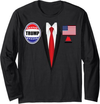 President Trump Shirt Suit Halloween Costume Red Tie T-Shirt