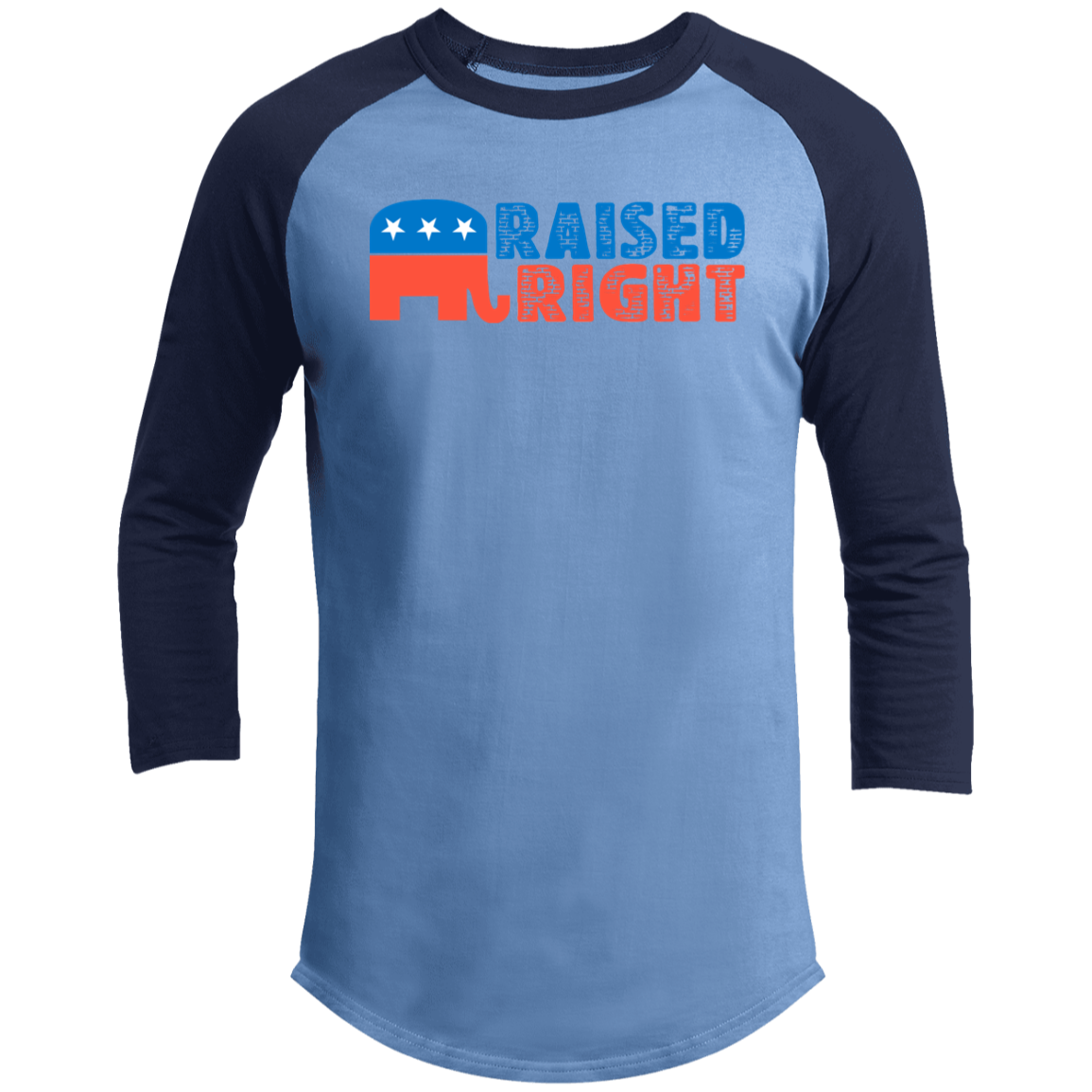 Raised Right Republican GOP Raglan Sleeve Shirt Raised Right Republican GOP Raglan Sleeve Shirt