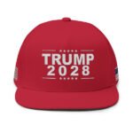 Red Trump 2028 Hat - Embroidered w/ American Flag on Both Sides