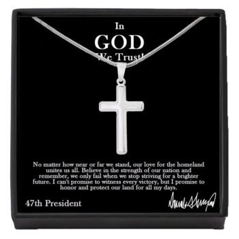 Sterling Silver 47 President “In God We Trust” Cross Necklace