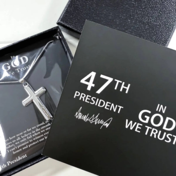 Sterling Silver 47 President “In God We Trust” Cross Necklace