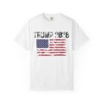 Tattered Design – Trump 2028 White T-Shirt w American Flag