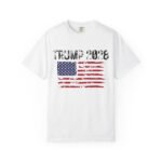 Tattered Design - Trump 2028 White T-Shirt w American Flag