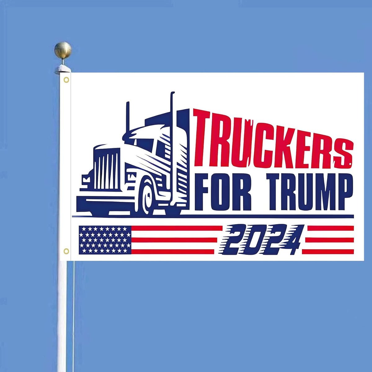 Truckers for Trump 2024 flag Choice of Single or Double Sided White Flag Truckers for Trump 2024 flag Choice of Single or Double Sided White Flag