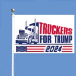 Truckers for Trump 2024 flag Choice of Single or Double Sided White Flag