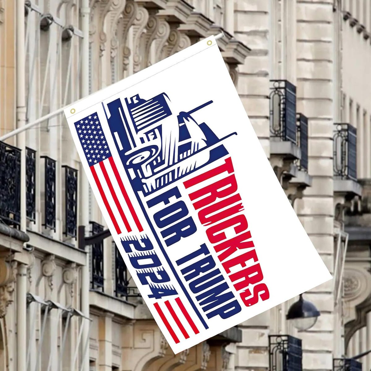 Truckers for Trump 2024 flag Choice of Single or Double Sided White Flag Truckers for Trump 2024 flag Choice of Single or Double Sided White Flag