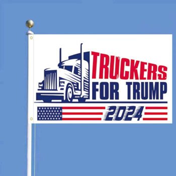 Truckers for Trump 2024 flag Choice of Single or Double Sided White Flag