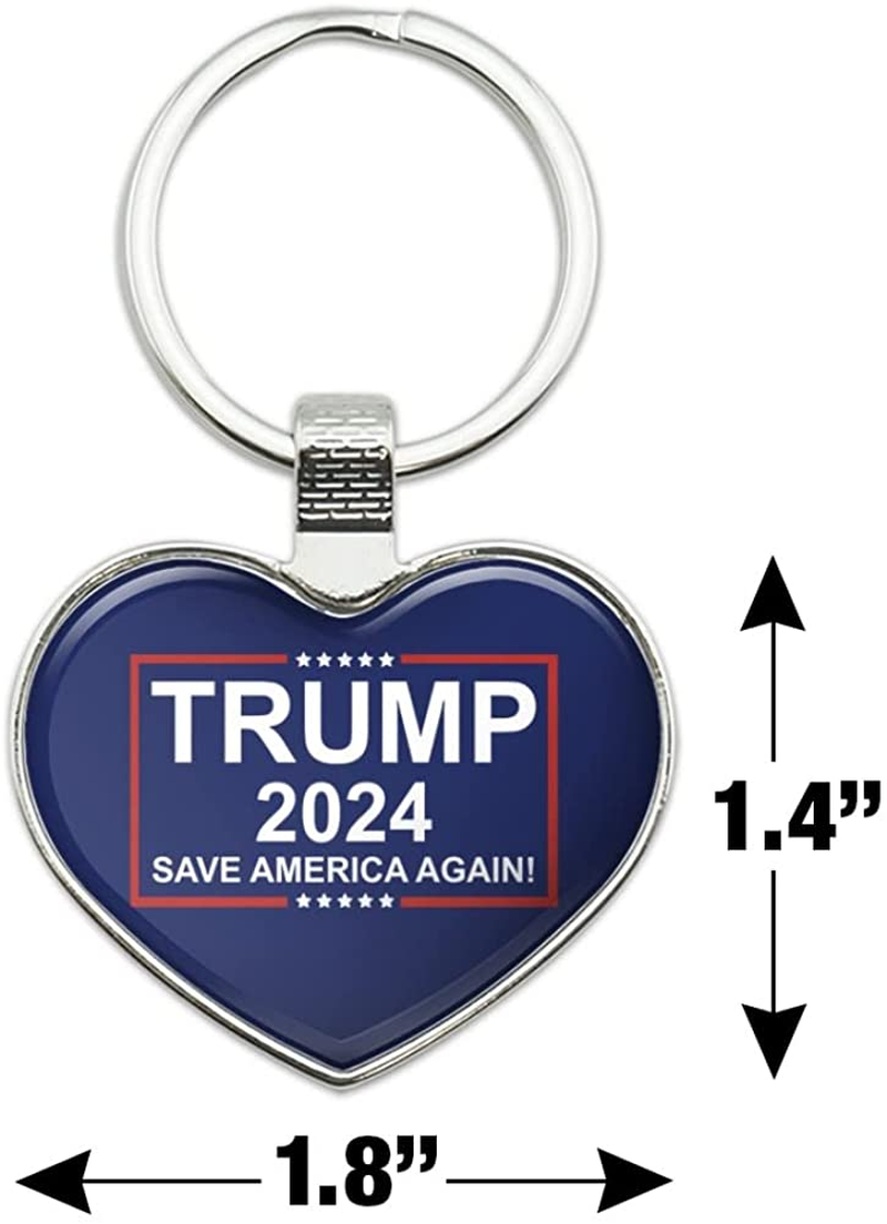 Trump 2024 Keychain Heart Love Metal Key Chain Ring Trump 2024 Keychain Heart Love Metal Key Chain Ring