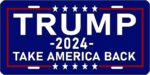Trump 2024 Take America Back Blue License Plate