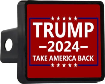 Trump 2024 Trailer Hitch Cover Plug Take America Back Red
