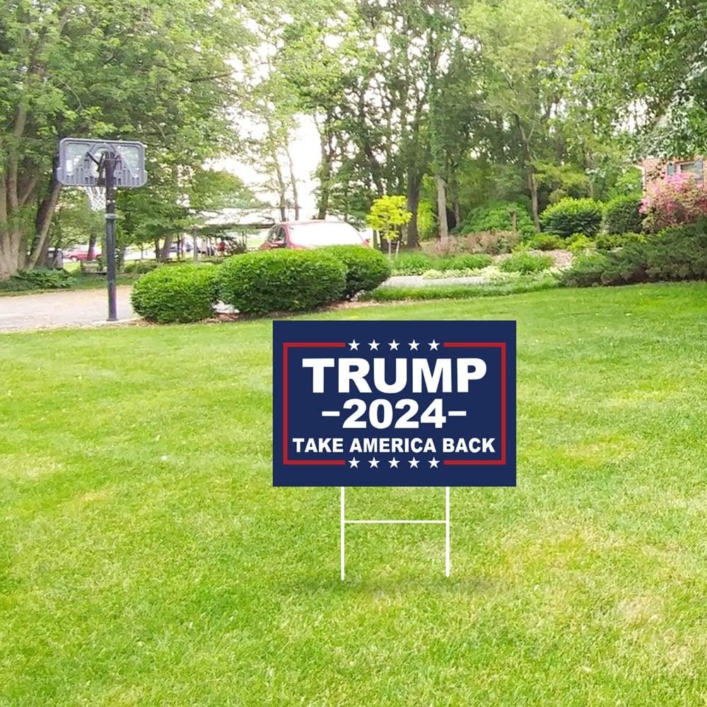 Trump 2024 Yard Sign with Stake Take America Back Trump 2024 Yard Sign with Stake Take America Back