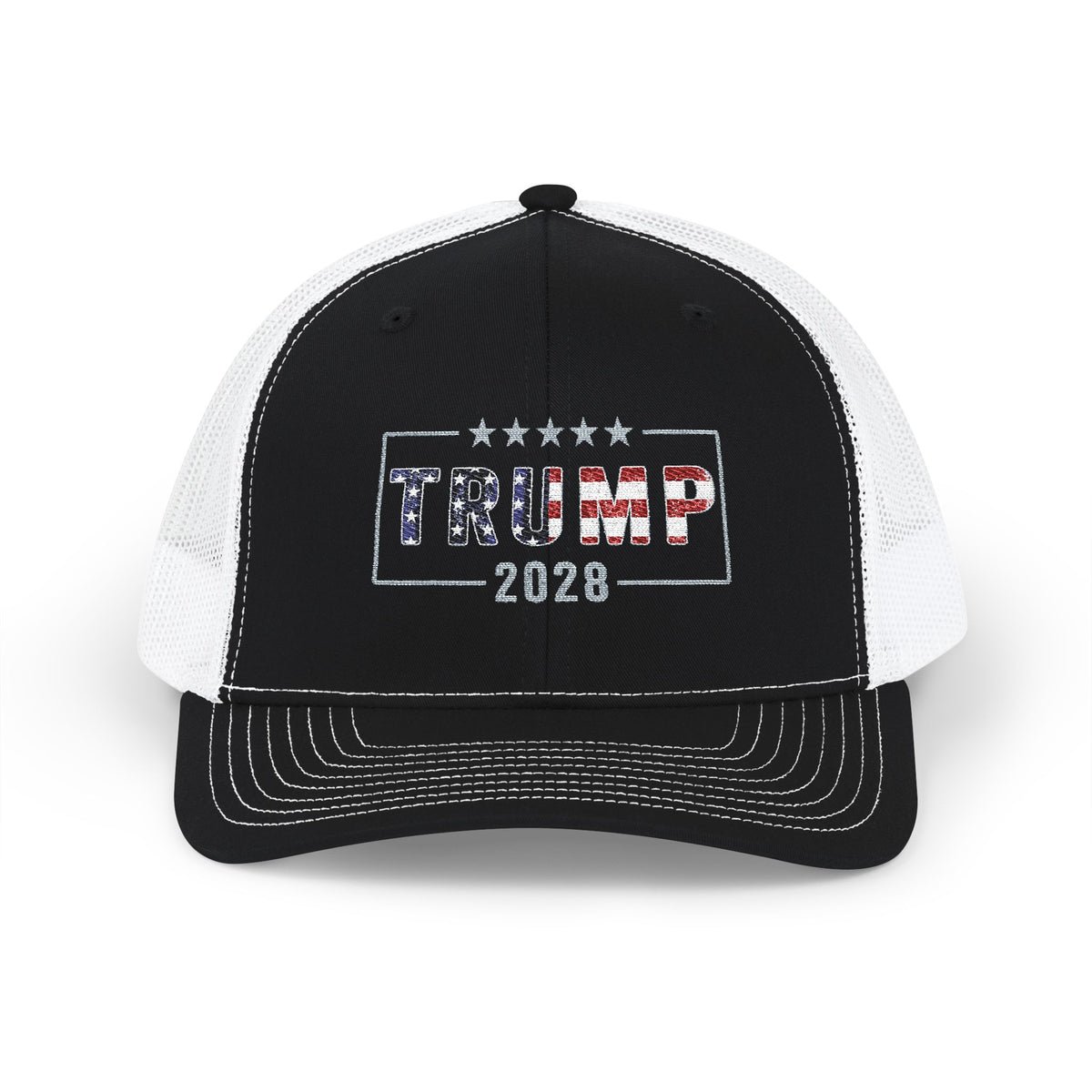 Trump 2028 Embroidered Snapback Trucker Cap – Richardson Mesh back Trump 2028 Embroidered Snapback Trucker Cap – Richardson Mesh back