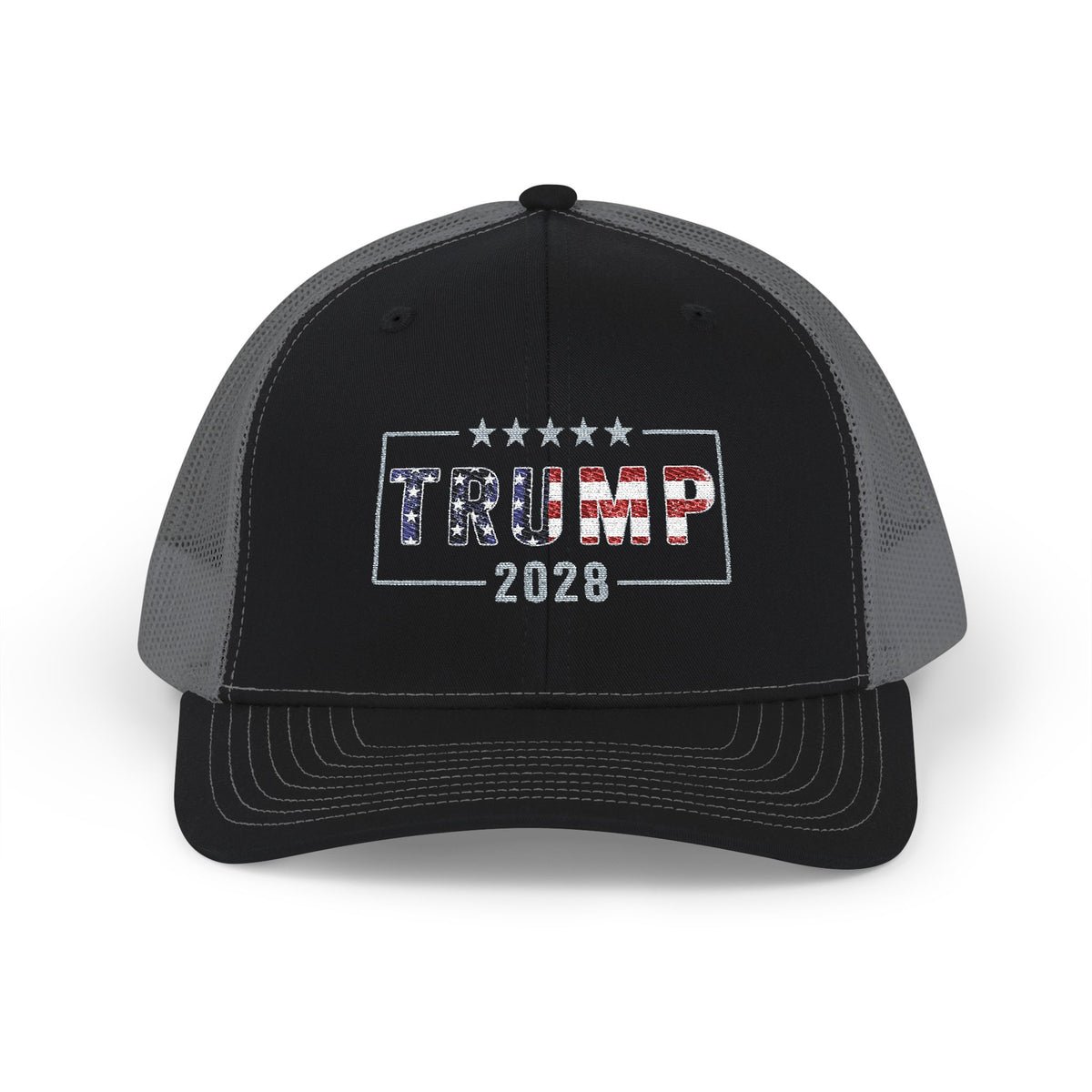 Trump 2028 Embroidered Snapback Trucker Cap – Richardson Mesh back Trump 2028 Embroidered Snapback Trucker Cap – Richardson Mesh back