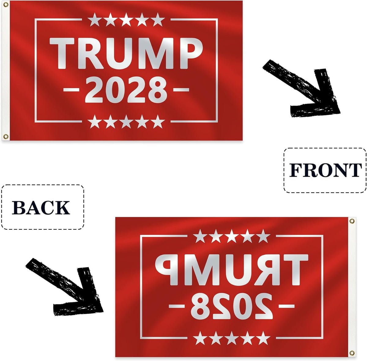 Trump 2028 President MAGA Flag with Brass Grommets 3X5 red Trump 2028 President MAGA Flag with Brass Grommets 3X5 red