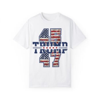 Trump 45 47 T-Shirt American Flag Lettering