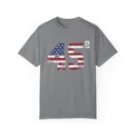 Trump 45 Squared T-Shirt with American Flag Lettering