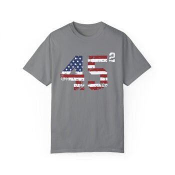 Trump 45 Squared T-Shirt with American Flag Lettering