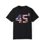 Trump 45 Squared T-Shirt with American Flag Lettering