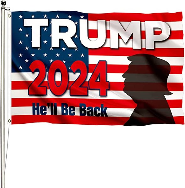 Trump Flag 3x5 Feet I'll Be Back, Trump 2024 Silhouette Shadow Trump Flag 3x5 Feet I'll Be Back