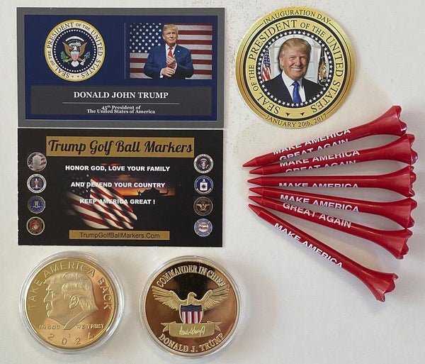 Trump Golf Ball Marker & Tee Set.Seal of The President USA. + 1 Decal Trump Golf Ball Marker & Tee Set.Seal of The President USA. + 1 Decal