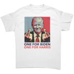 trump middle finger 1 for biden 1 for harris tshirt