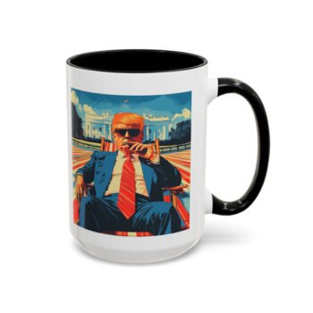 Trump on Lawn Chair in front of Whitehouse Funny Coffee Mug
