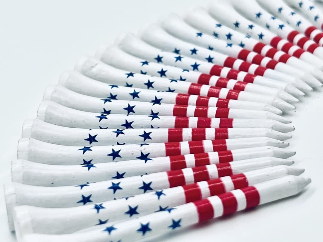 USA Golf Tees - 2-3/4 Inch Tees - American Flag Design USA Golf Tees - 2-3/4 Inch Tees - American Flag Design