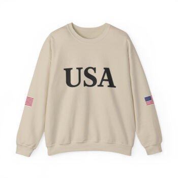 USA Sweatshirt/Sweater American Flag on Sleeves Heavy Blend Crewneck
